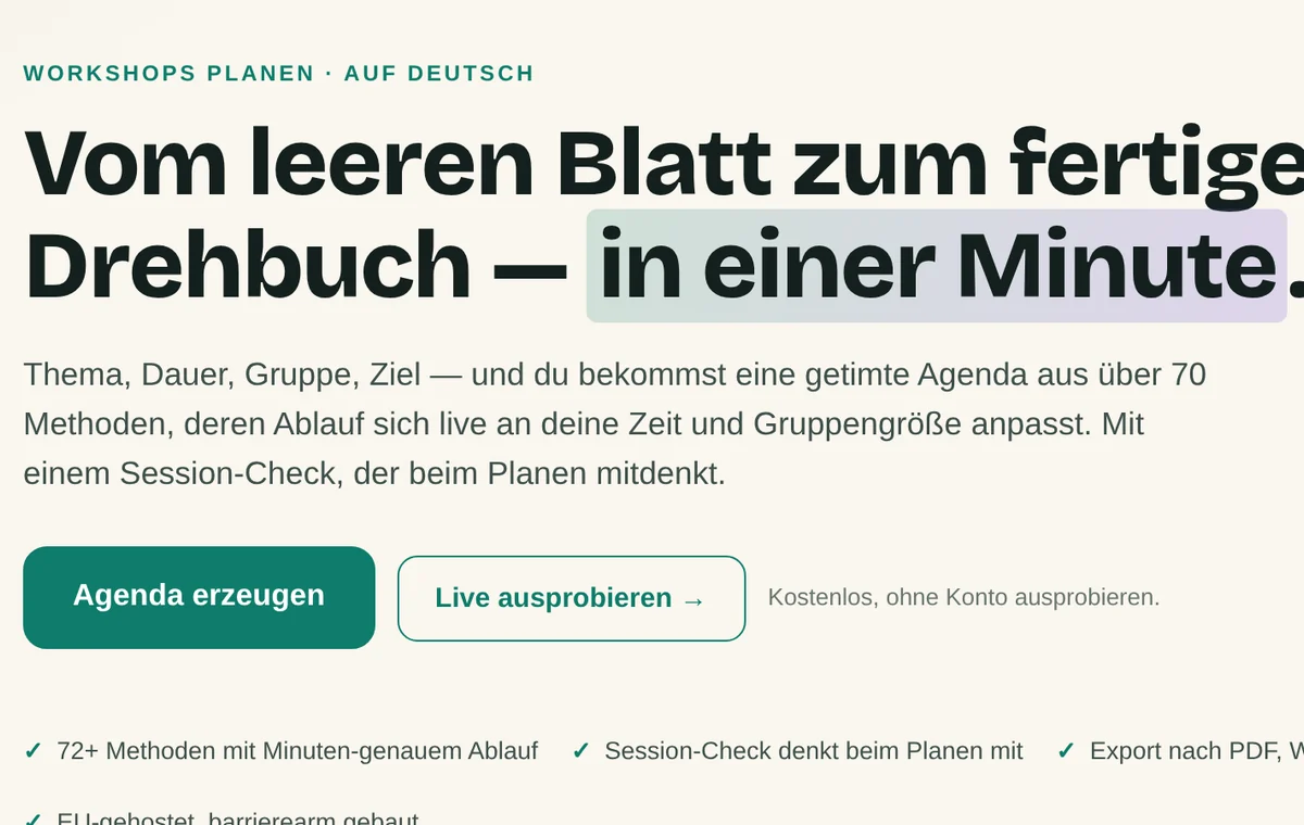 Facilitools: getimte Workshop-Agenda im Browser