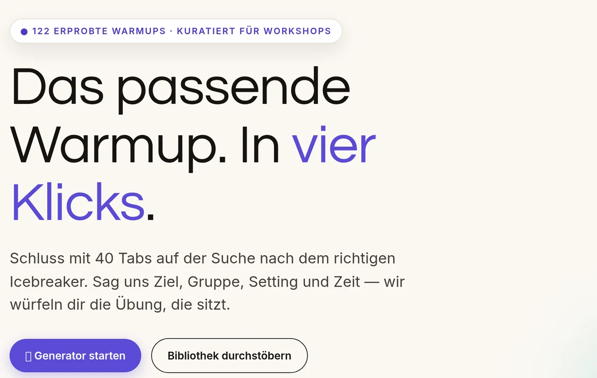 Warm-up-Finder: das passende Warm-up in vier Klicks