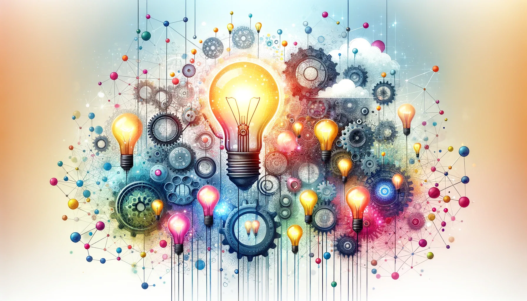 Welche Innovationsmethoden gibt es, abstrakte Darstellung bunter Glühbirnen